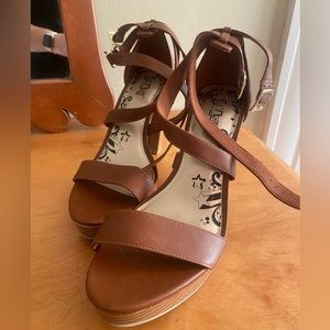Brown Wooden Heels - 7.5